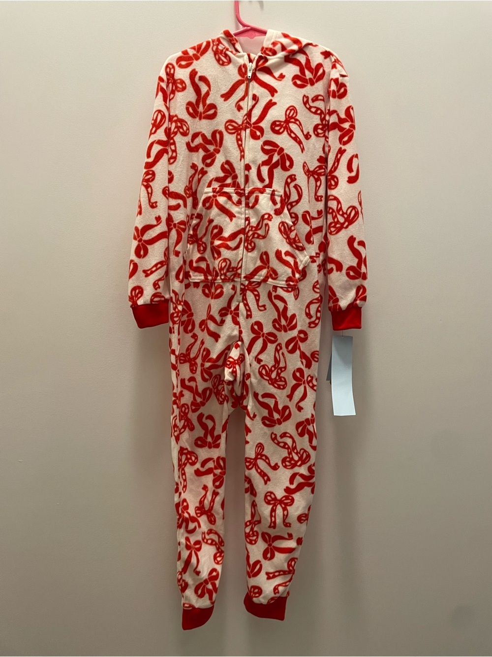 Cat & Jack Girls Bows Union Suit/ Pajamas Red Small (6/7) NWT
